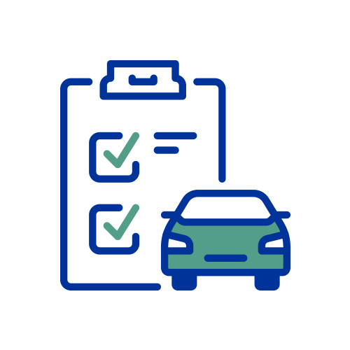 車とチェック表のイラスト