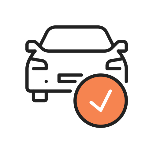 車の前にチェックマークのイラスト