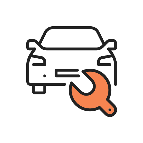 車の前に工具があるイラスト