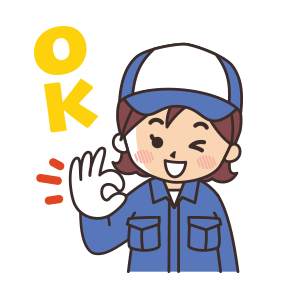 OKとサインをだしている女性整備士のイラスト