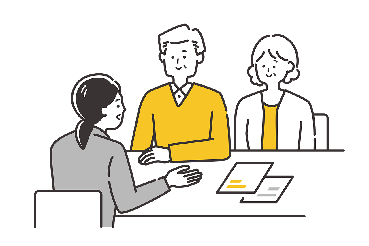 女性がご夫婦に説明しているイラスト