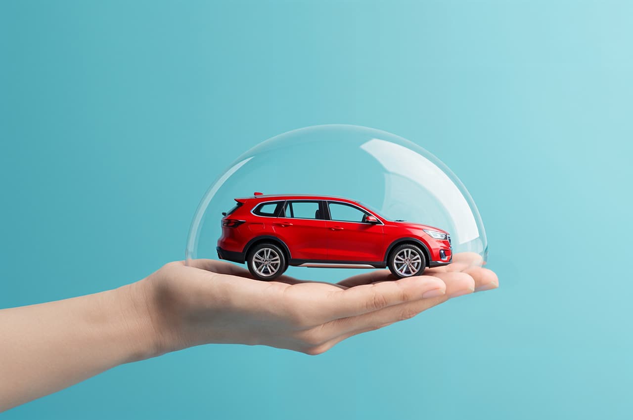 手のひらにのっている赤いミニカー